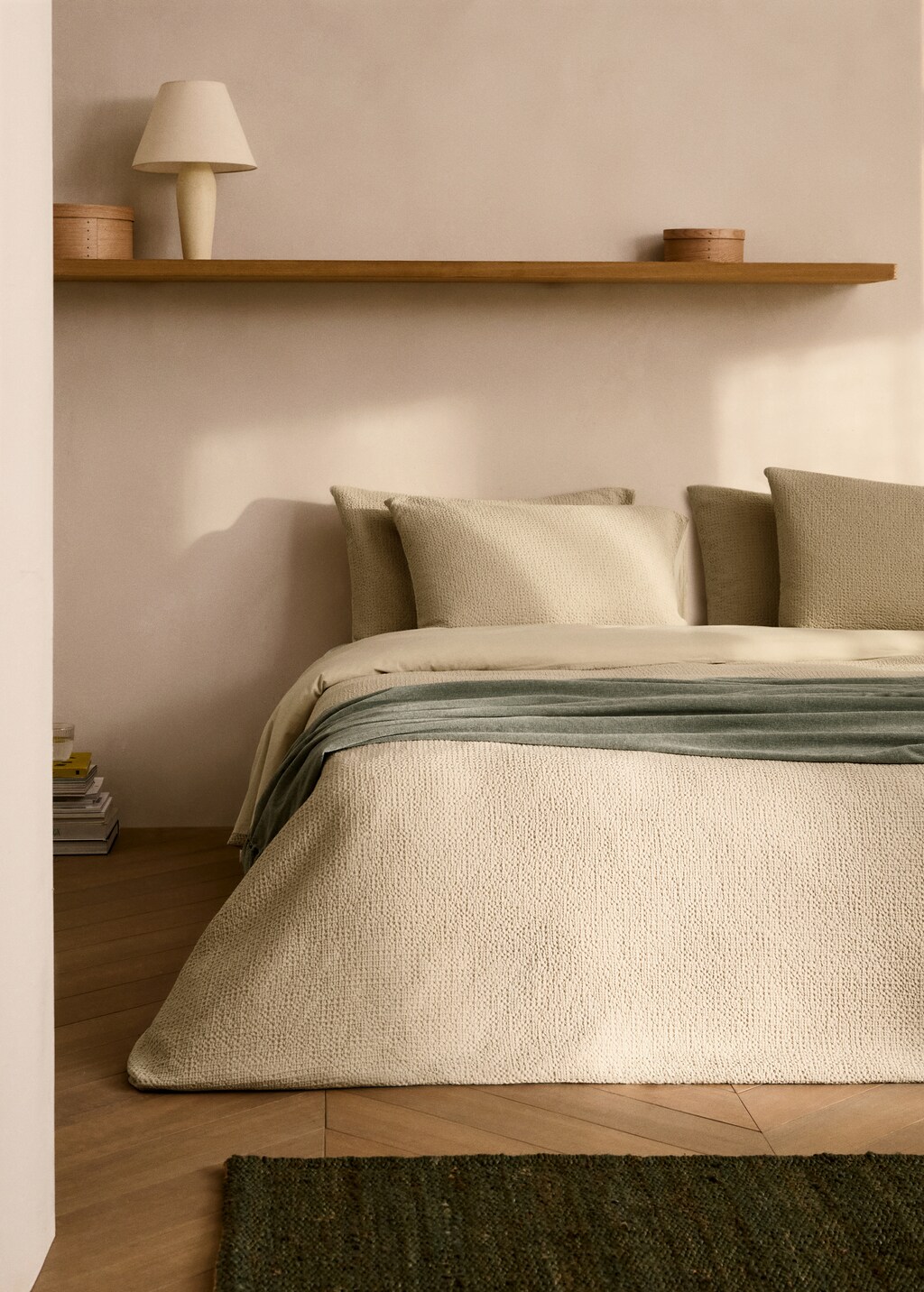 Cotton percale waffle duvet cover for 90 cm bed - Pink