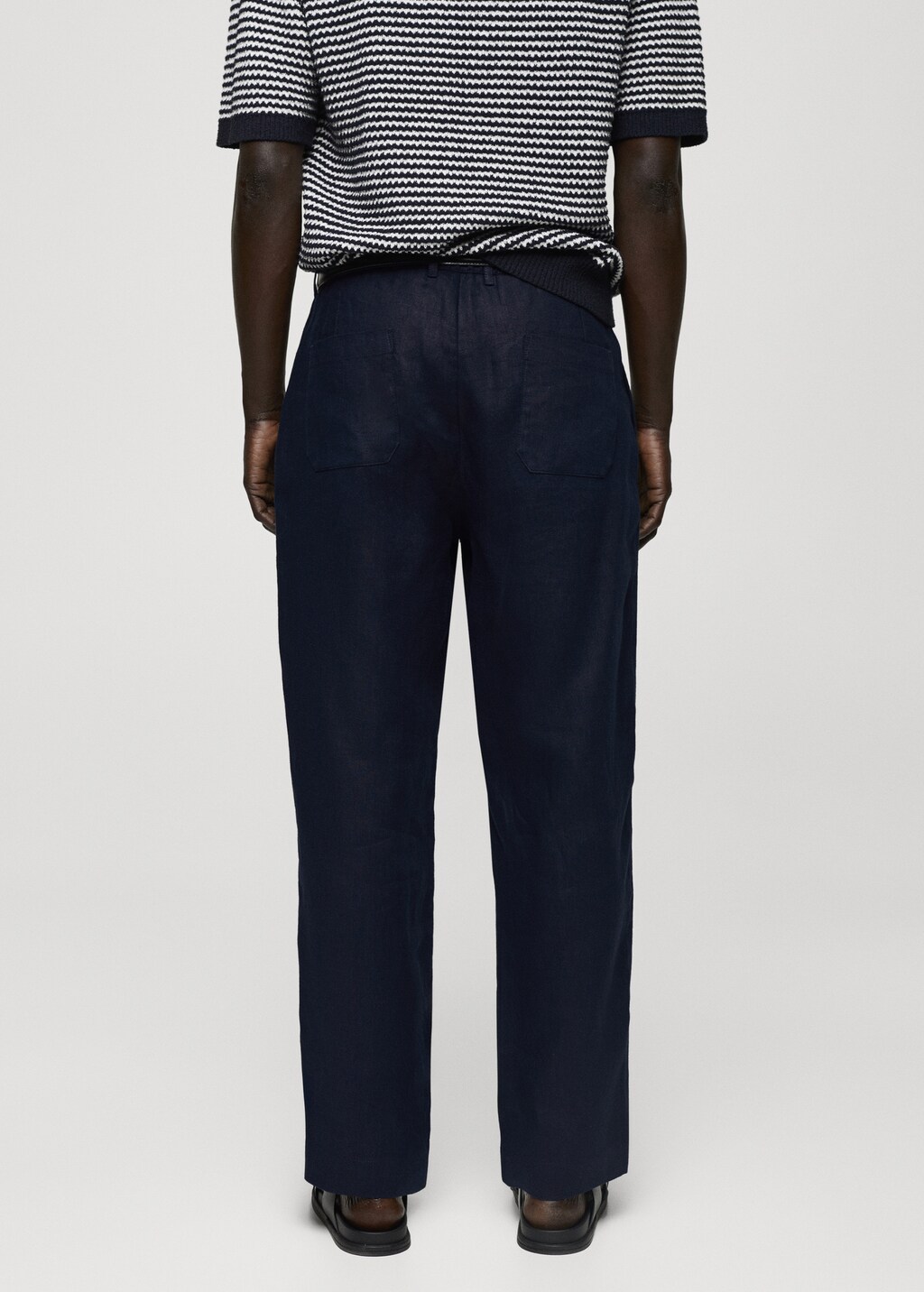 Relaxed-fit 100% linen trousers - Dark Navy