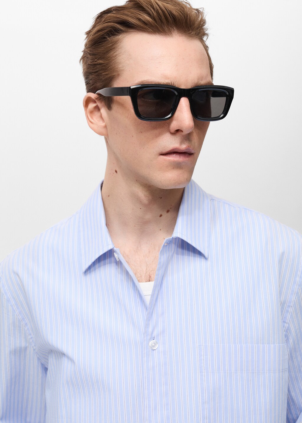 100% cotton regular-fit striped shirt - Sky Blue