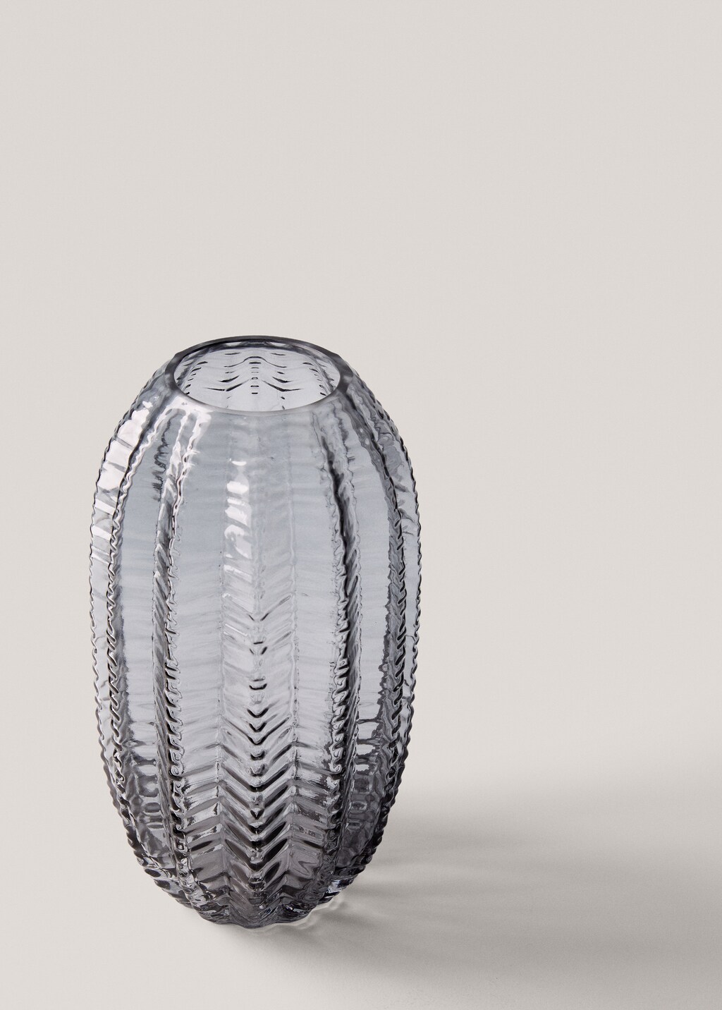 Textured glass vase - Ice Grey