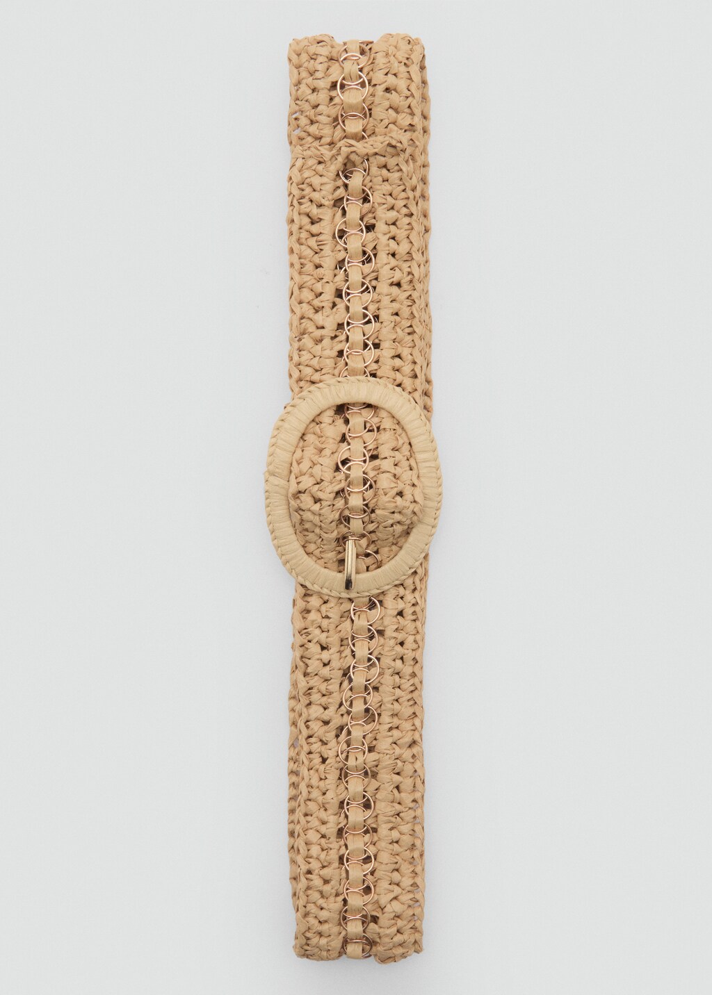 Natural fibre belt with buckle - Beige