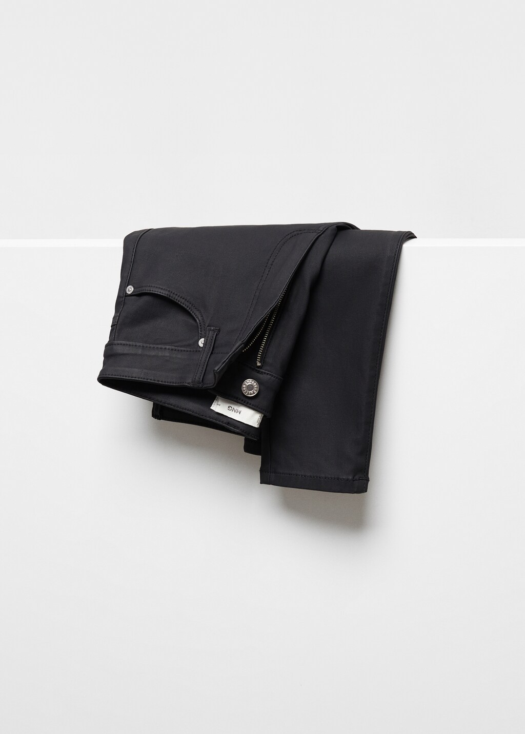 Waxed high-rise skinny jeans - Black