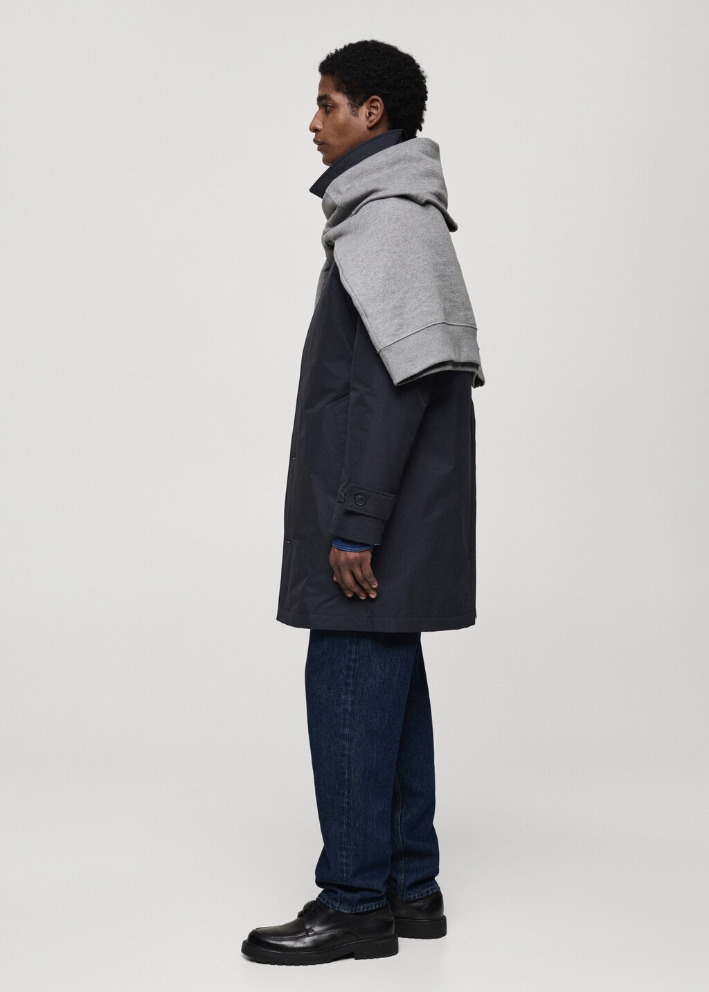 Quilted water-repellent trench coat - Dark Navy