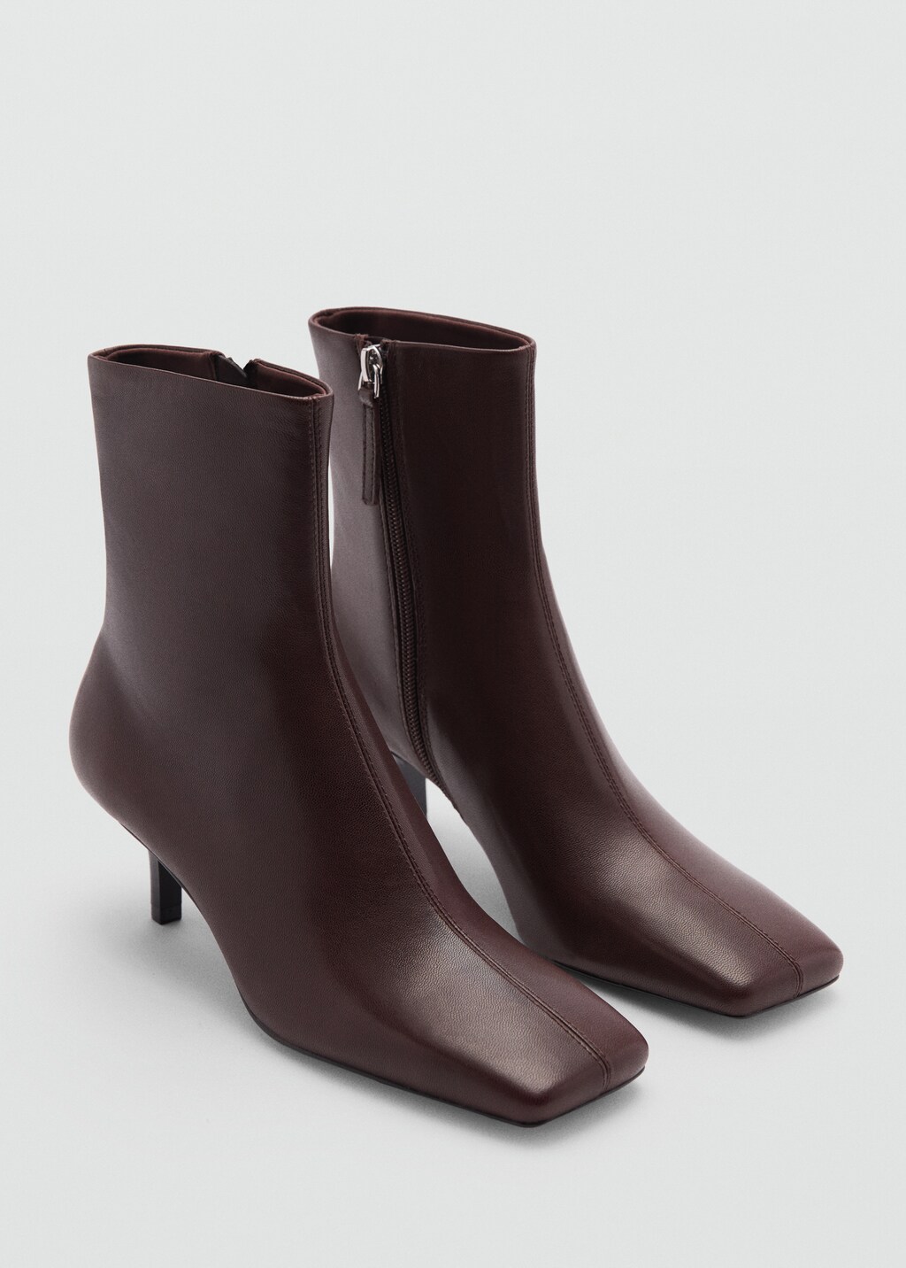 Squared toe leather ankle boots - Chocolate