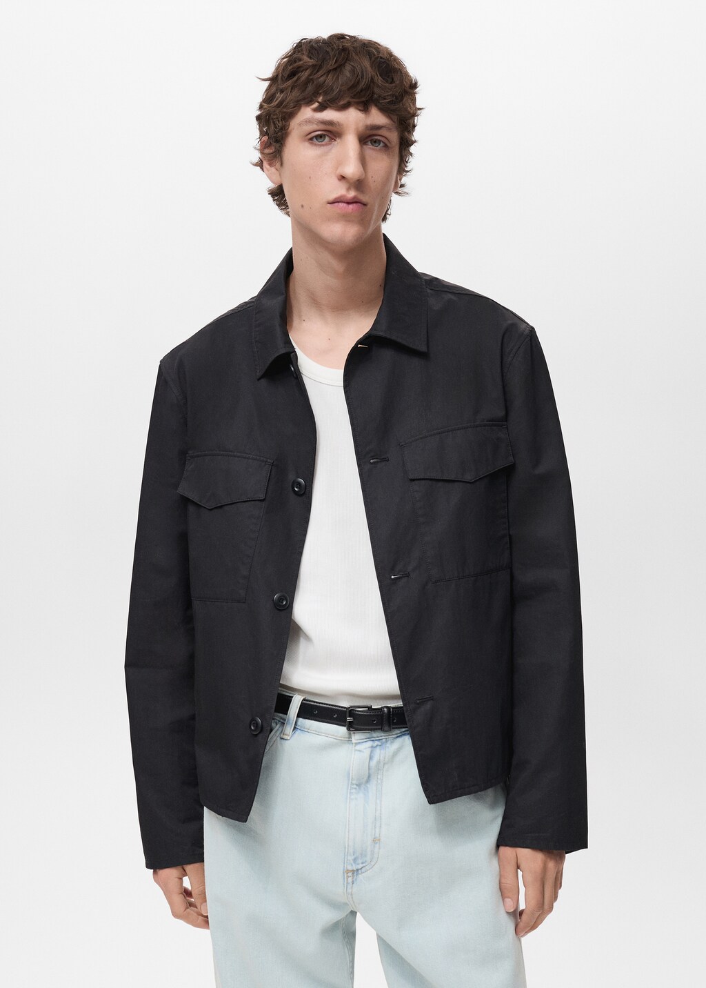 Relaxed-fit cotton overshirt - Black
