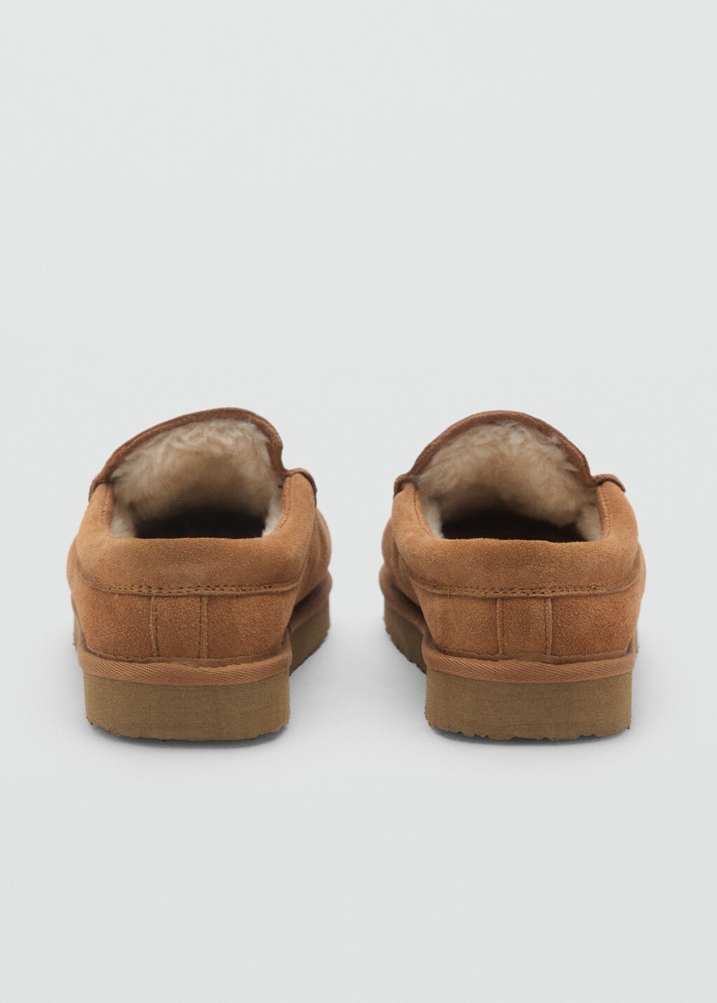 Suede clogs with sheepskin lining - Brown