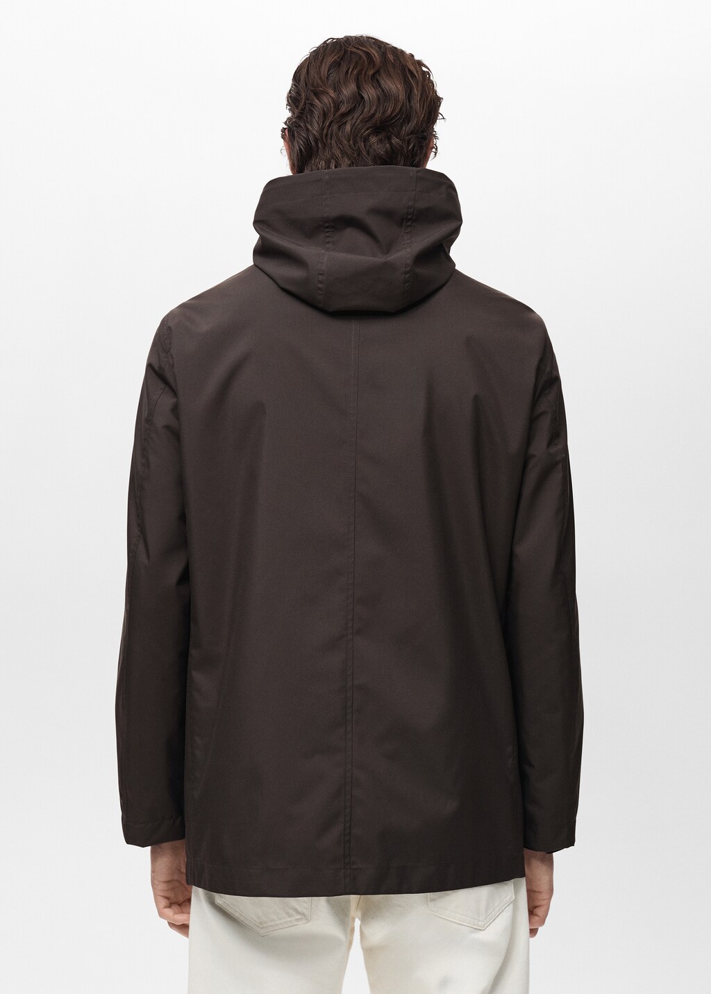 Water-repellent hooded parka - Chocolate