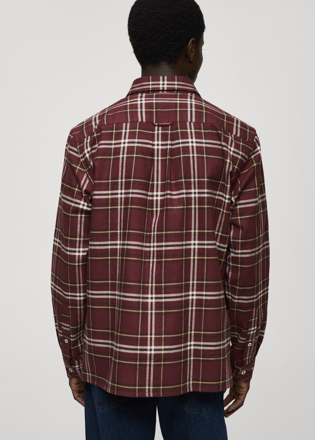 100% cotton flannel checkered shirt - Burgundy