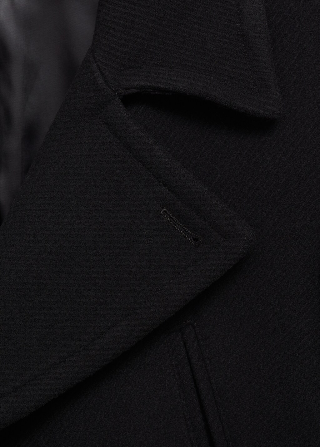 Recycled wool double-breasted coat - Black