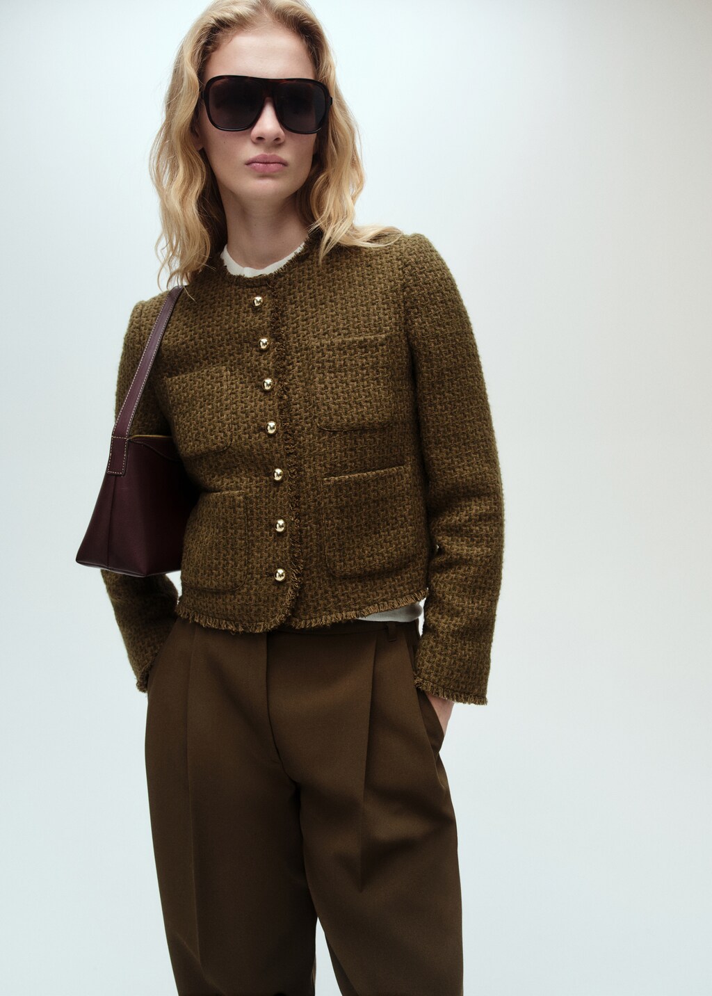 Tweed jacket with jewel buttons - Ecru