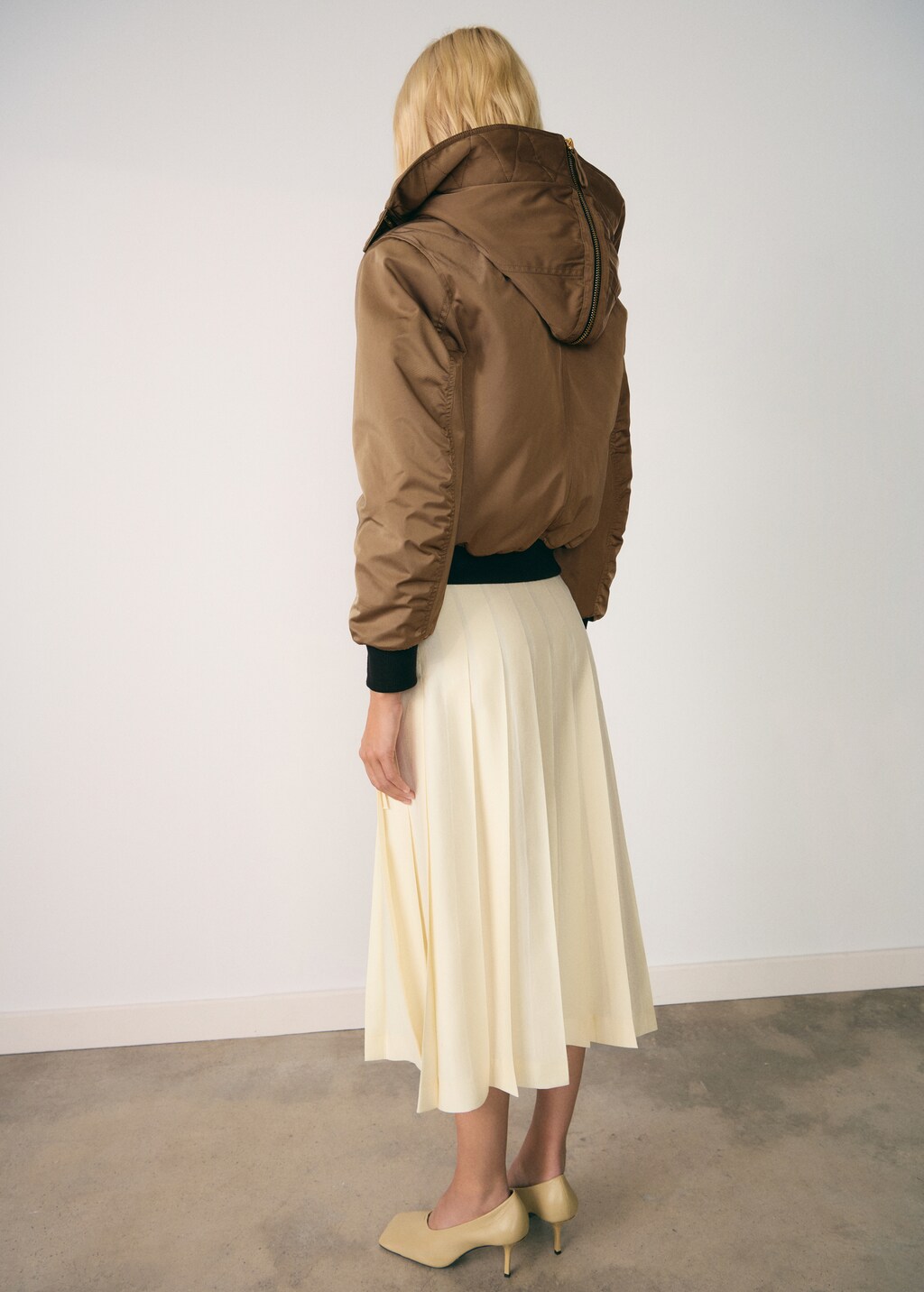 Bomber jacket with fleece lining - Brown