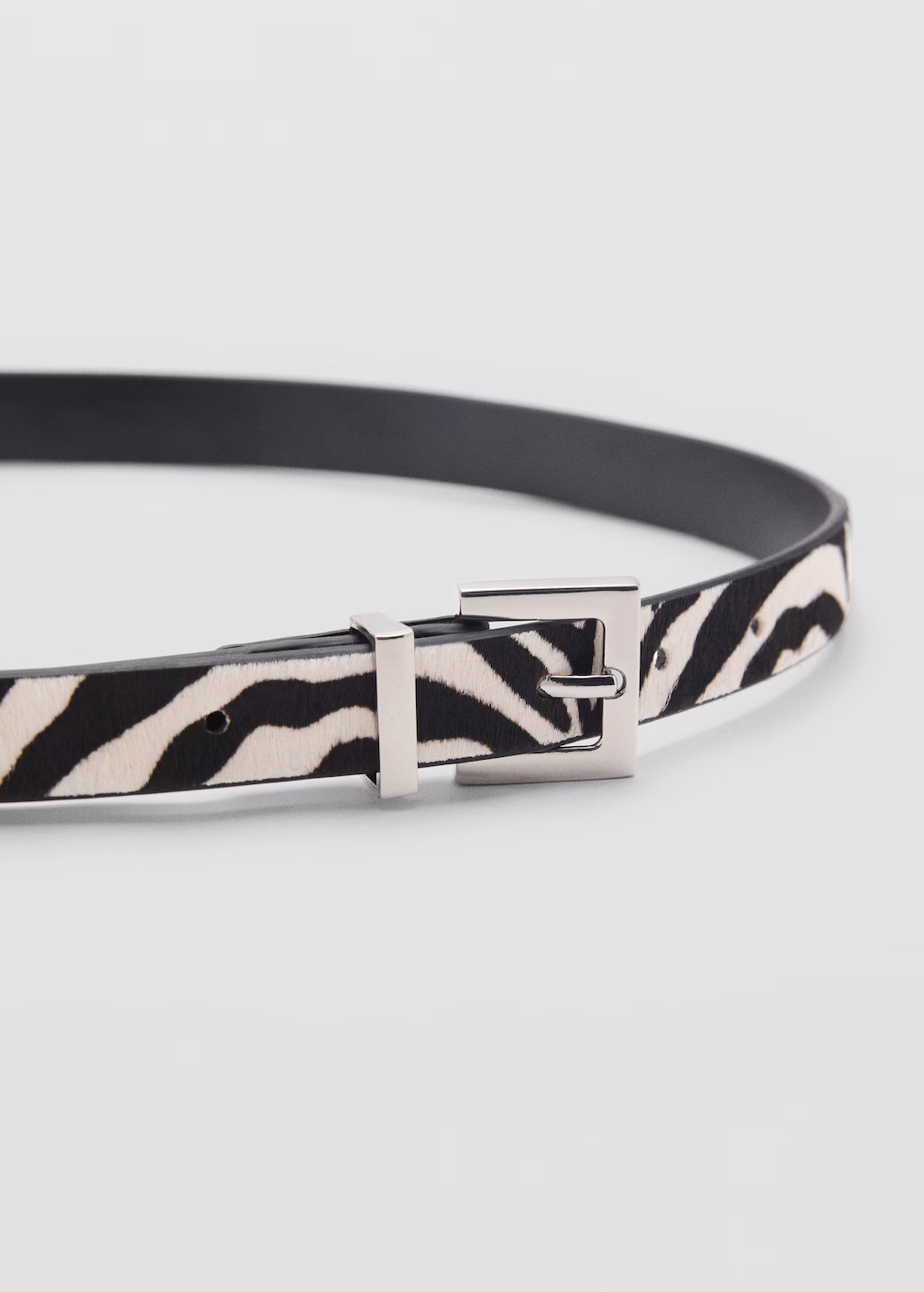 Zebra-print fur belt - Black