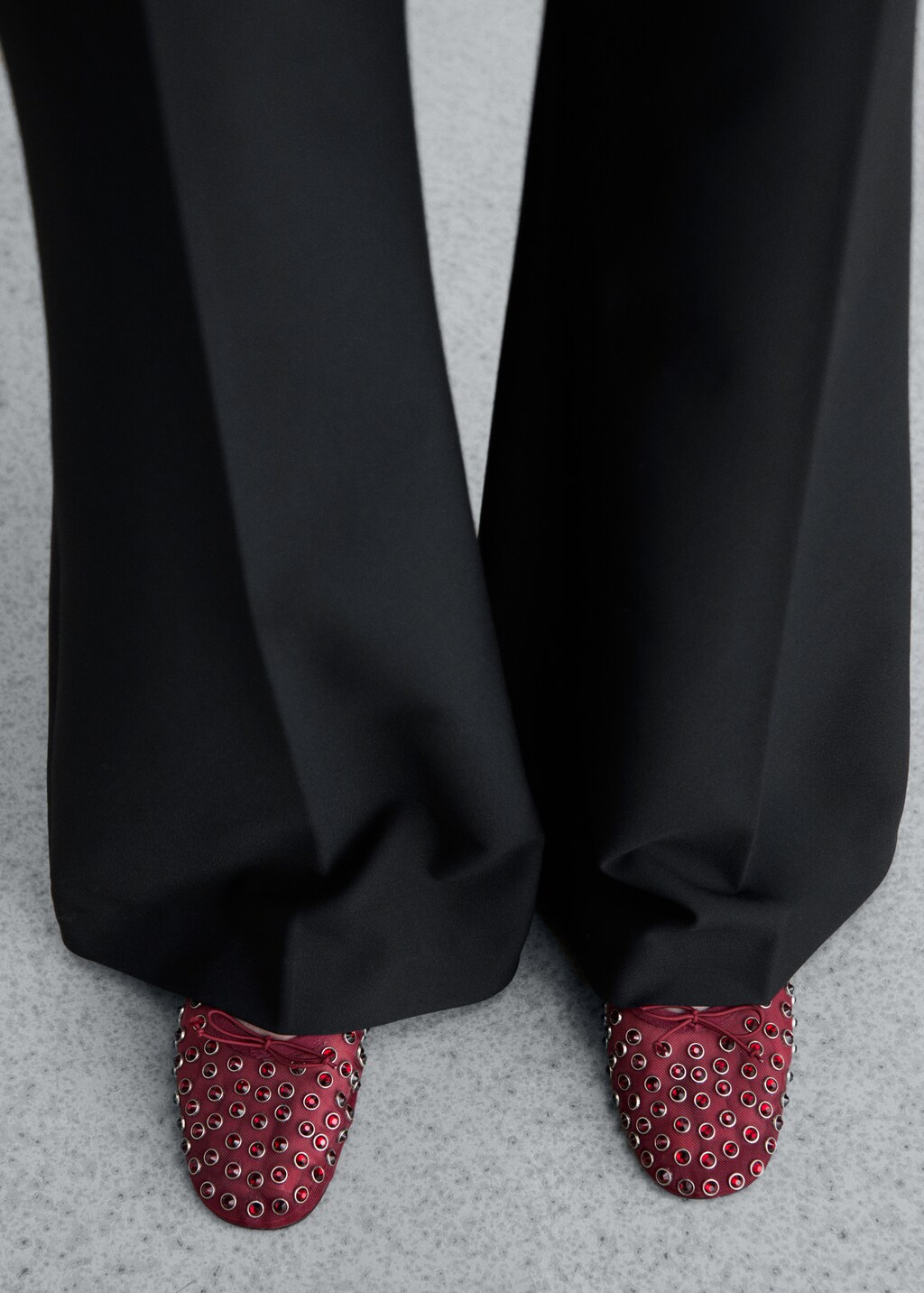 Studded mesh ballerina shoes - Black