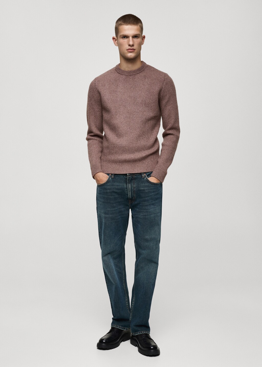 Regular-fit knitted sweater - China Blue
