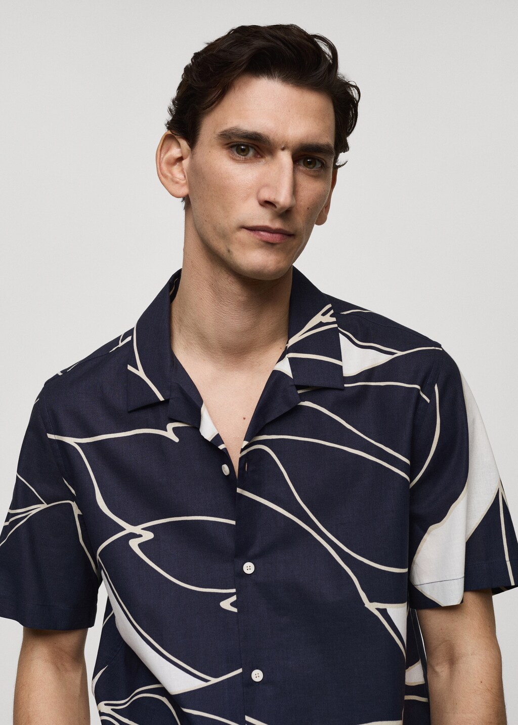 100% cotton printed shirt - Dark Navy