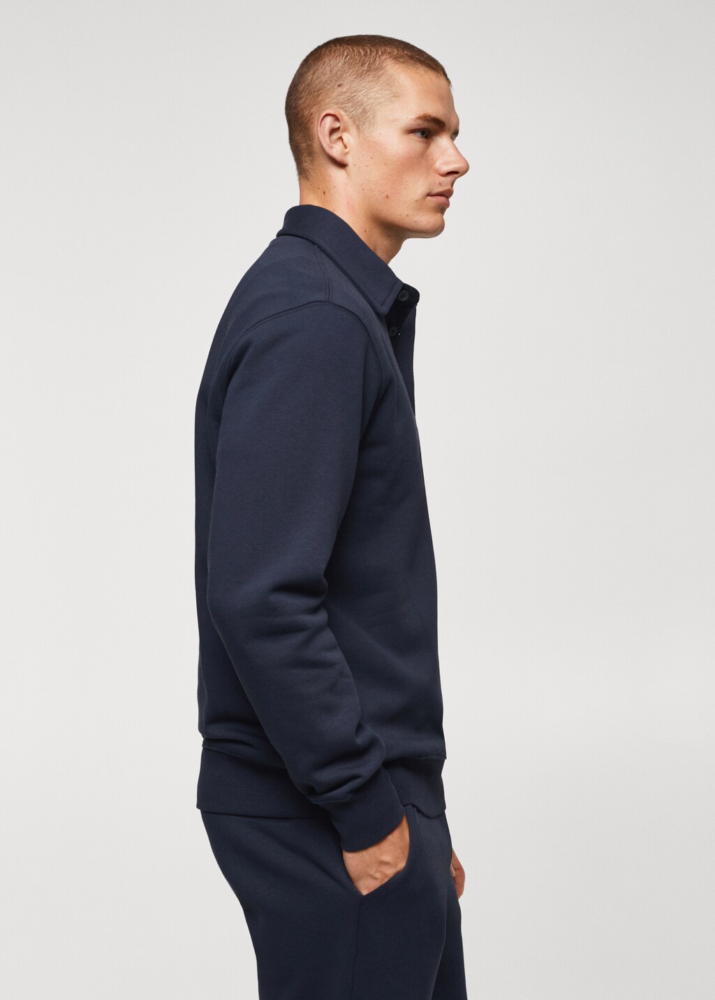 Cotton polo sweatshirt - Sand