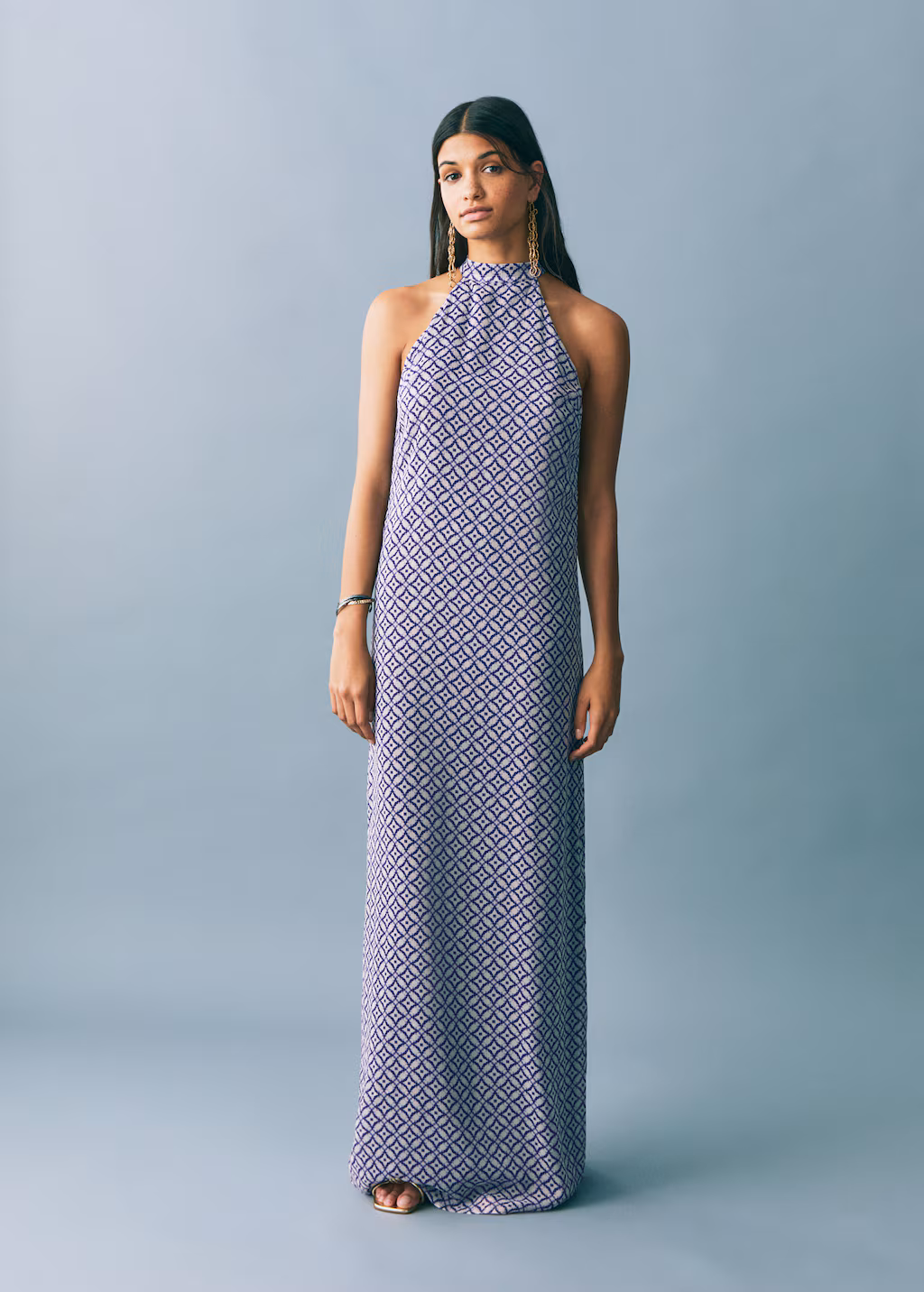 Long printed dress - Ink Blue