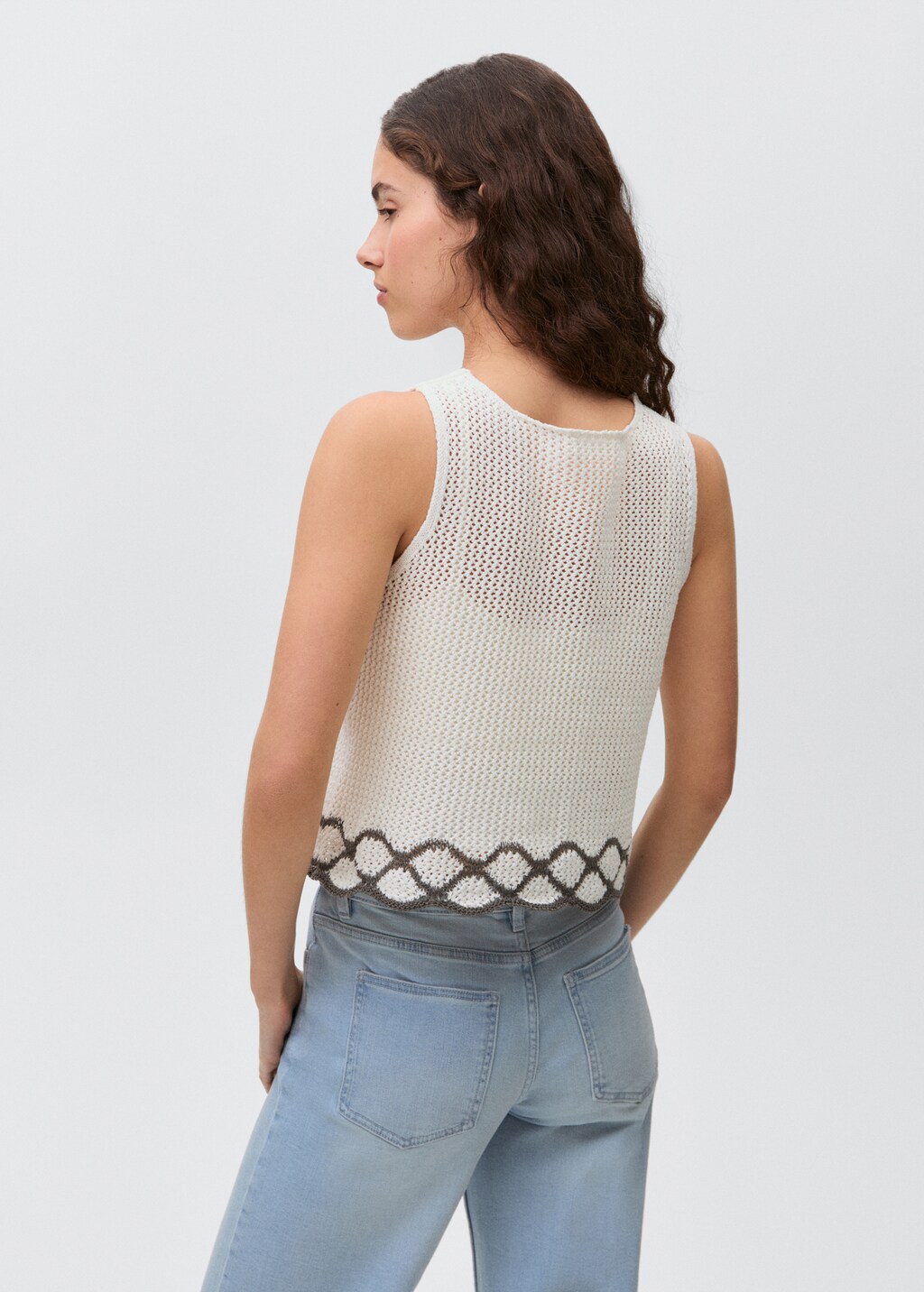 Knitted top with contrast details - Off White