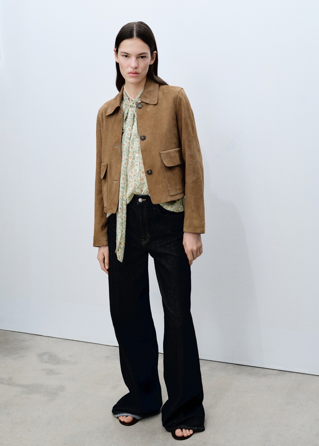 Floral tie blouse - Black