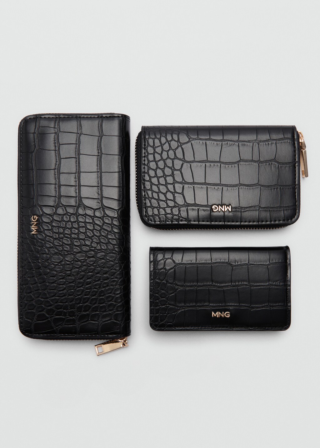 Crocodile-effect purse - Black