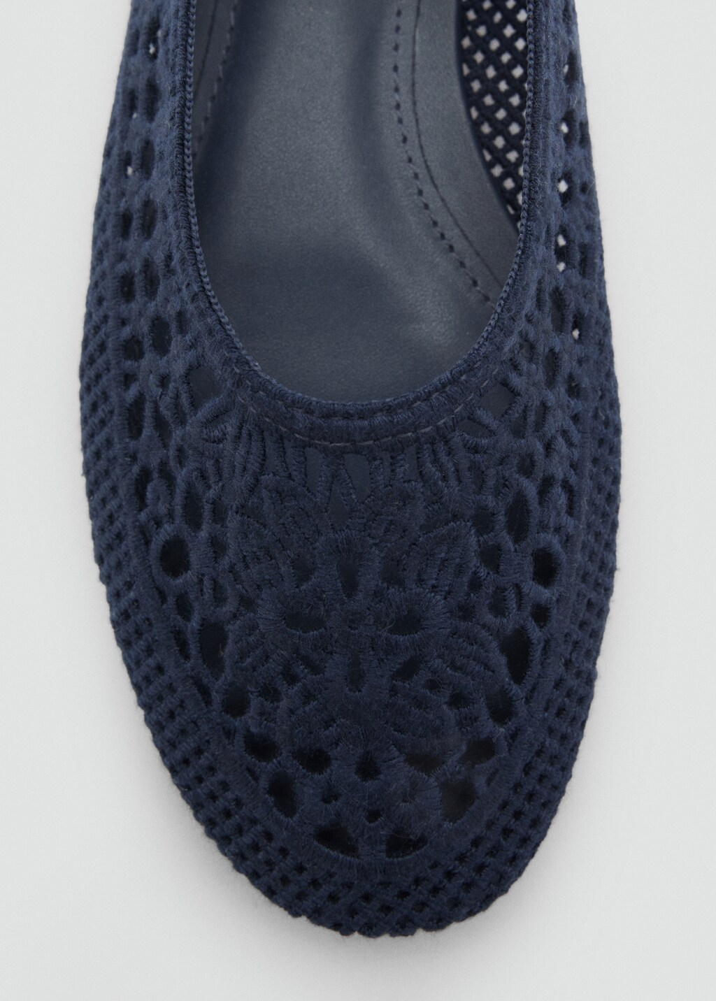 Lace ballerina flats with ankle strap - Dark Navy