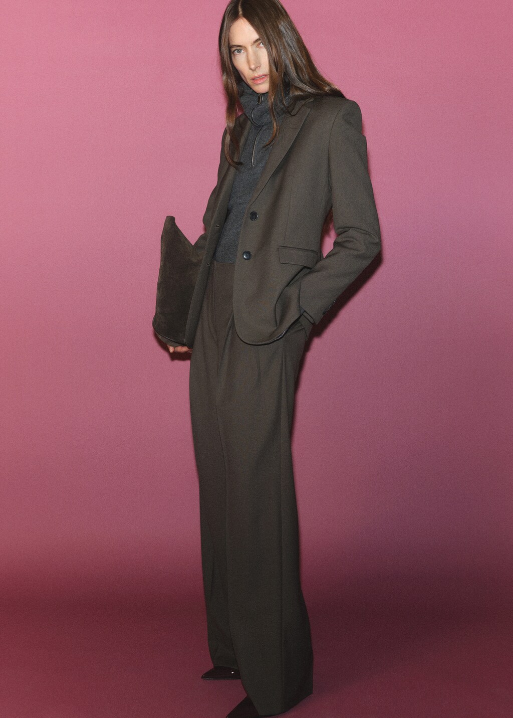 Wideleg suit trousers - Khaki