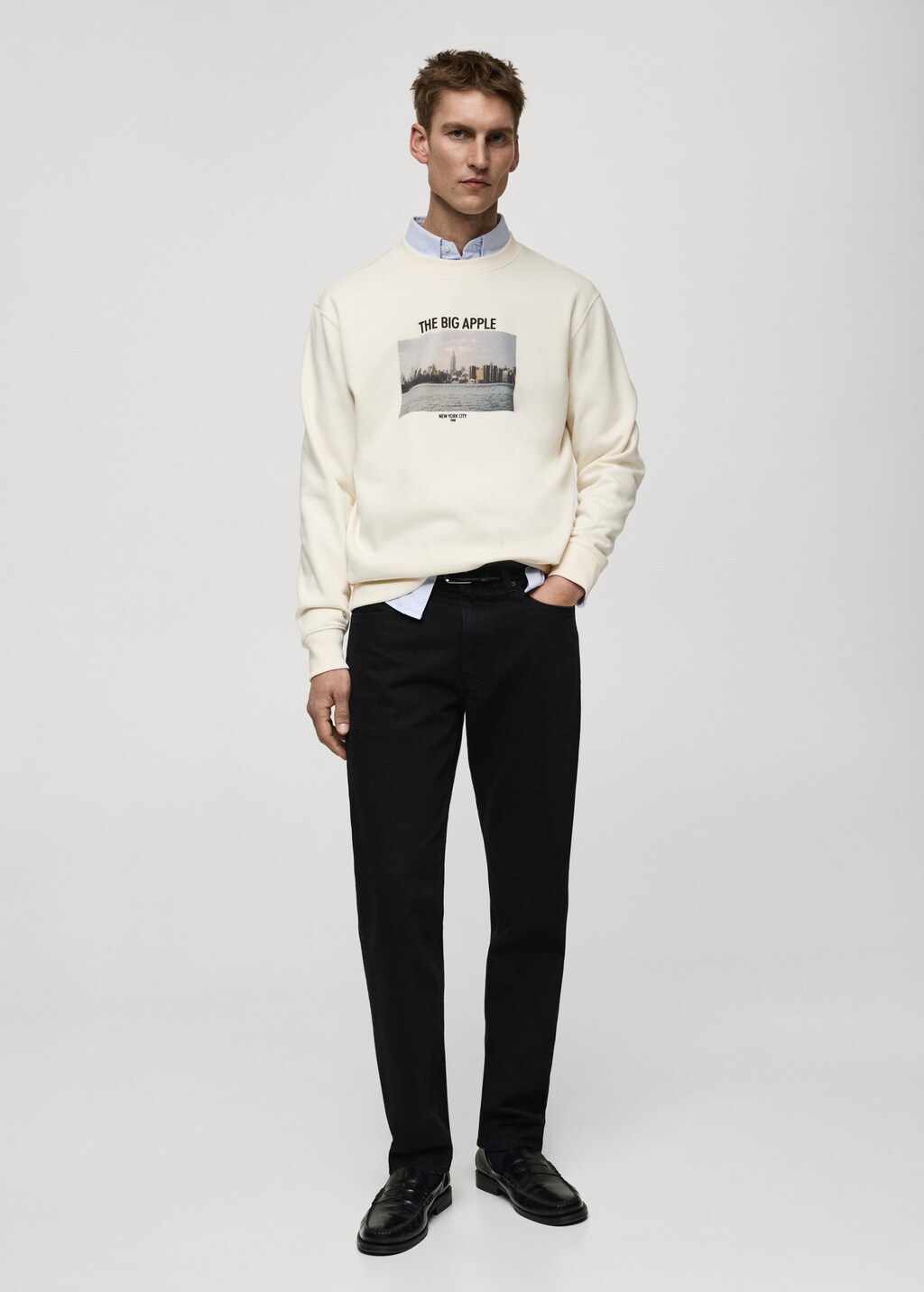 Graphic-print cotton sweatshirt - Beige