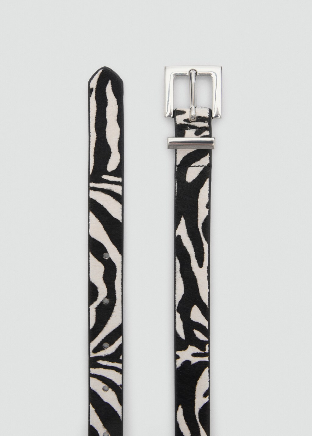 Zebra-print fur belt - Black