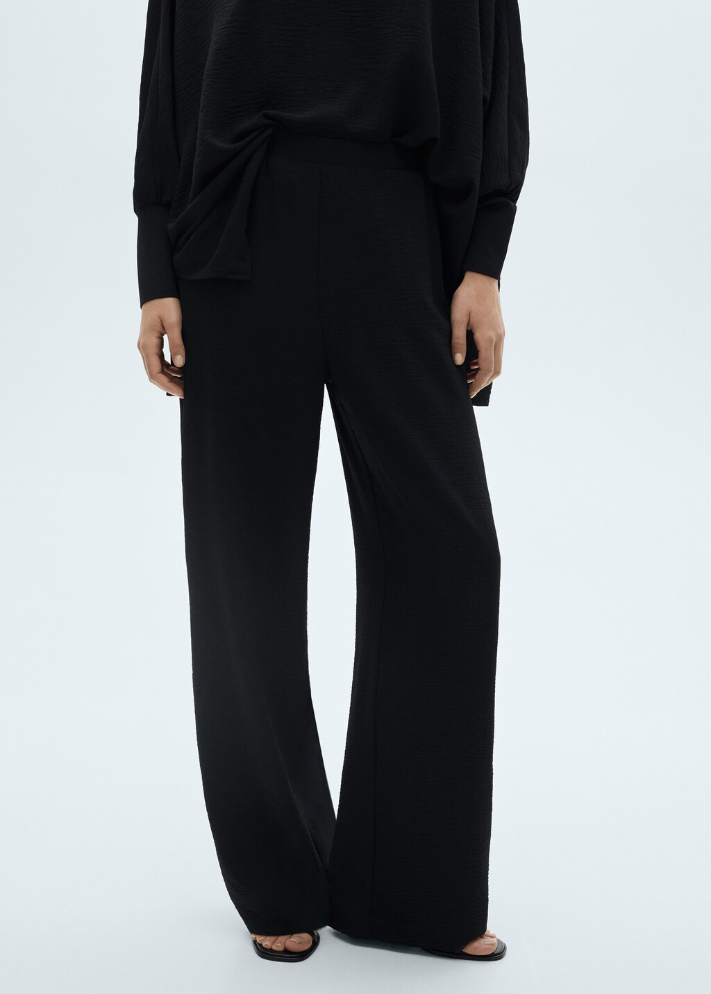 Straight knitted trousers - Black
