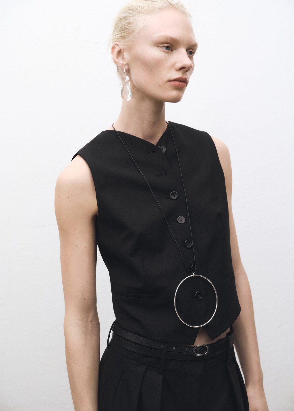 Wool-blend suit waistcoat - Black