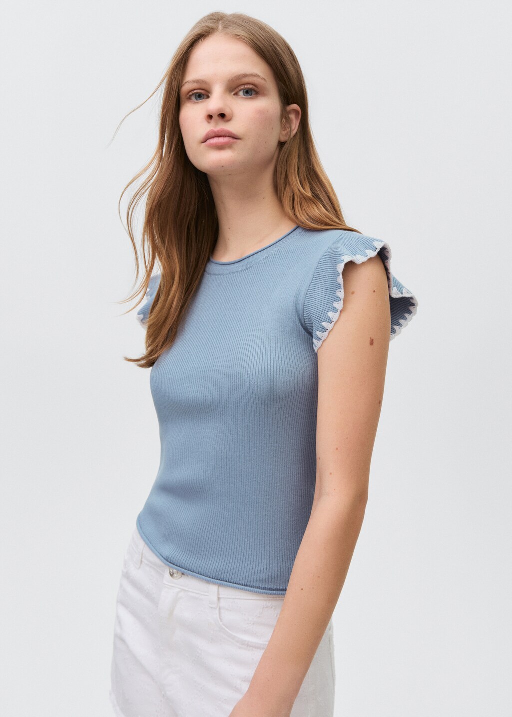 Ruffle detail top - Off White