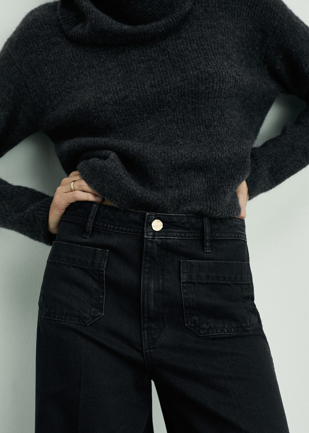 Wideleg jeans with pockets - Dark Blue