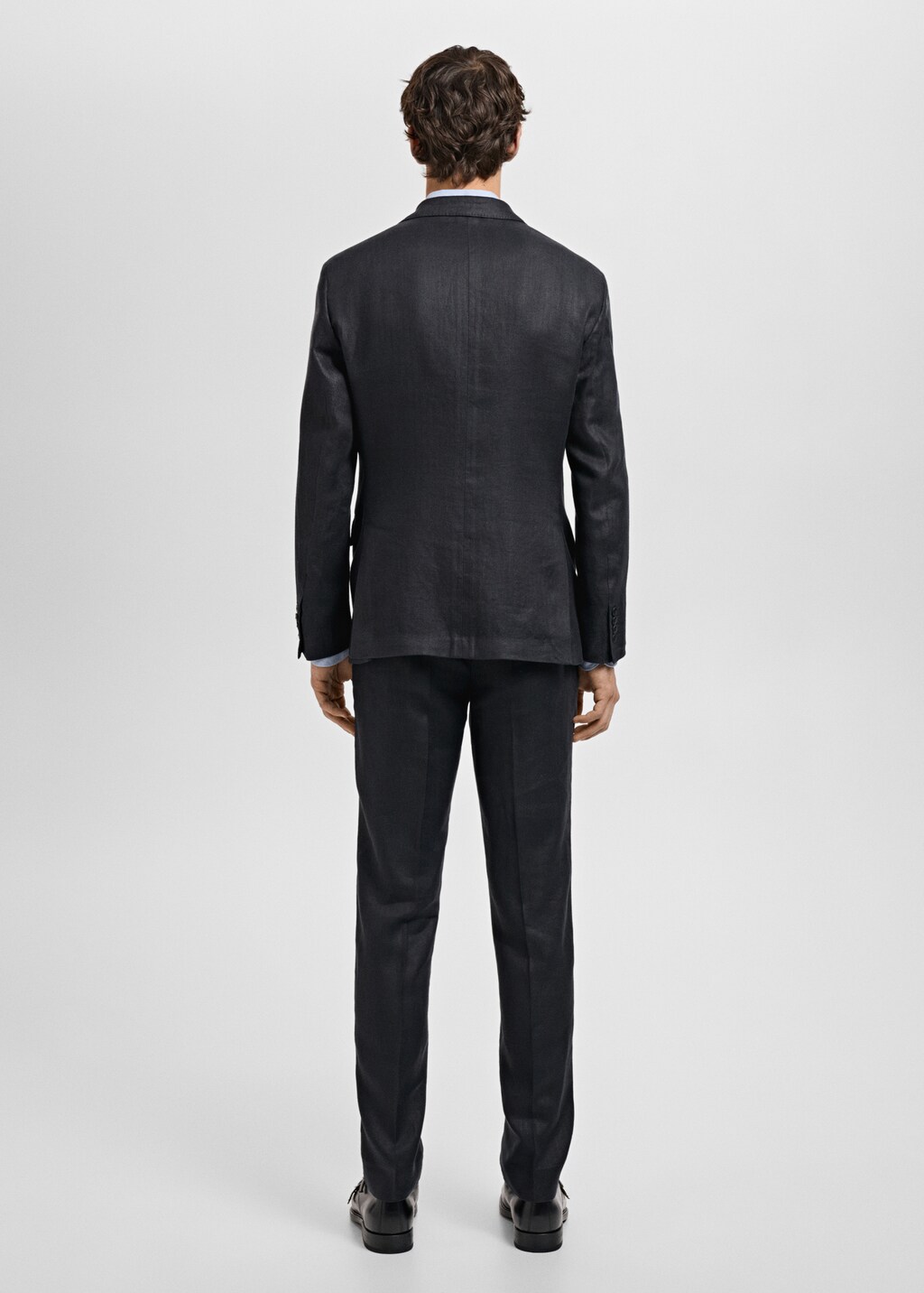 Slim fit 100% linen suit blazer - Black