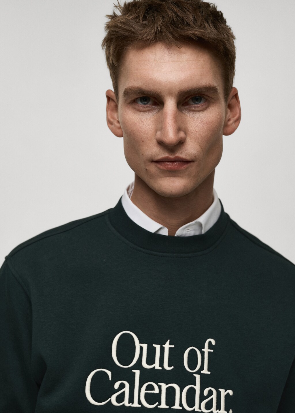 Cotton sweatshirt with embroidered message - Green