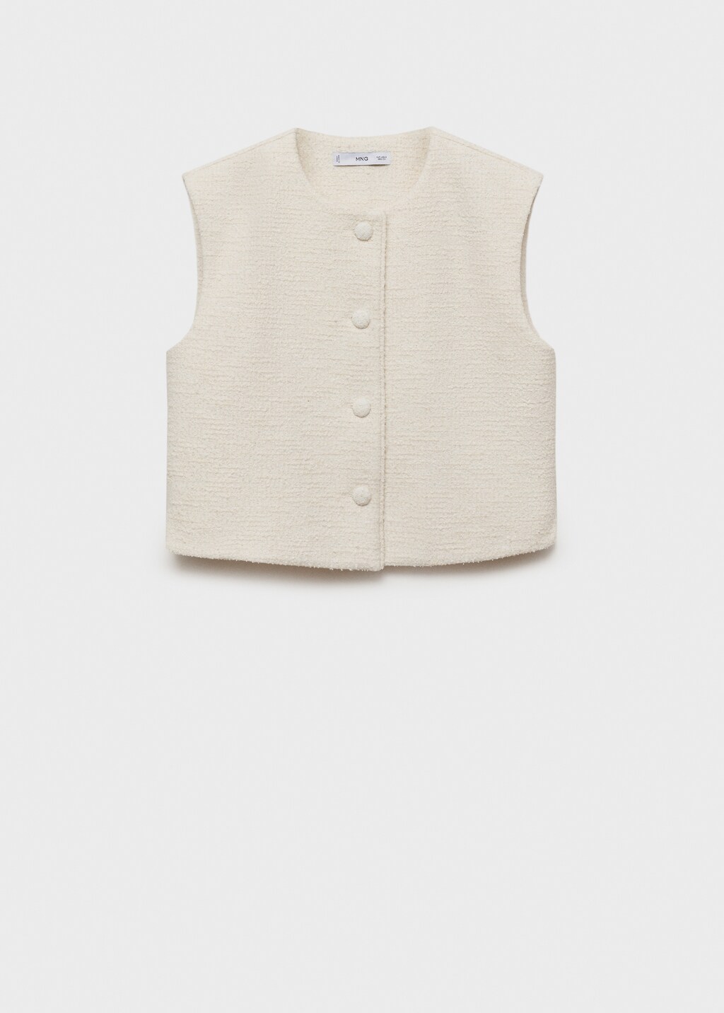 Tweed waistcoat with buttons - Ecru