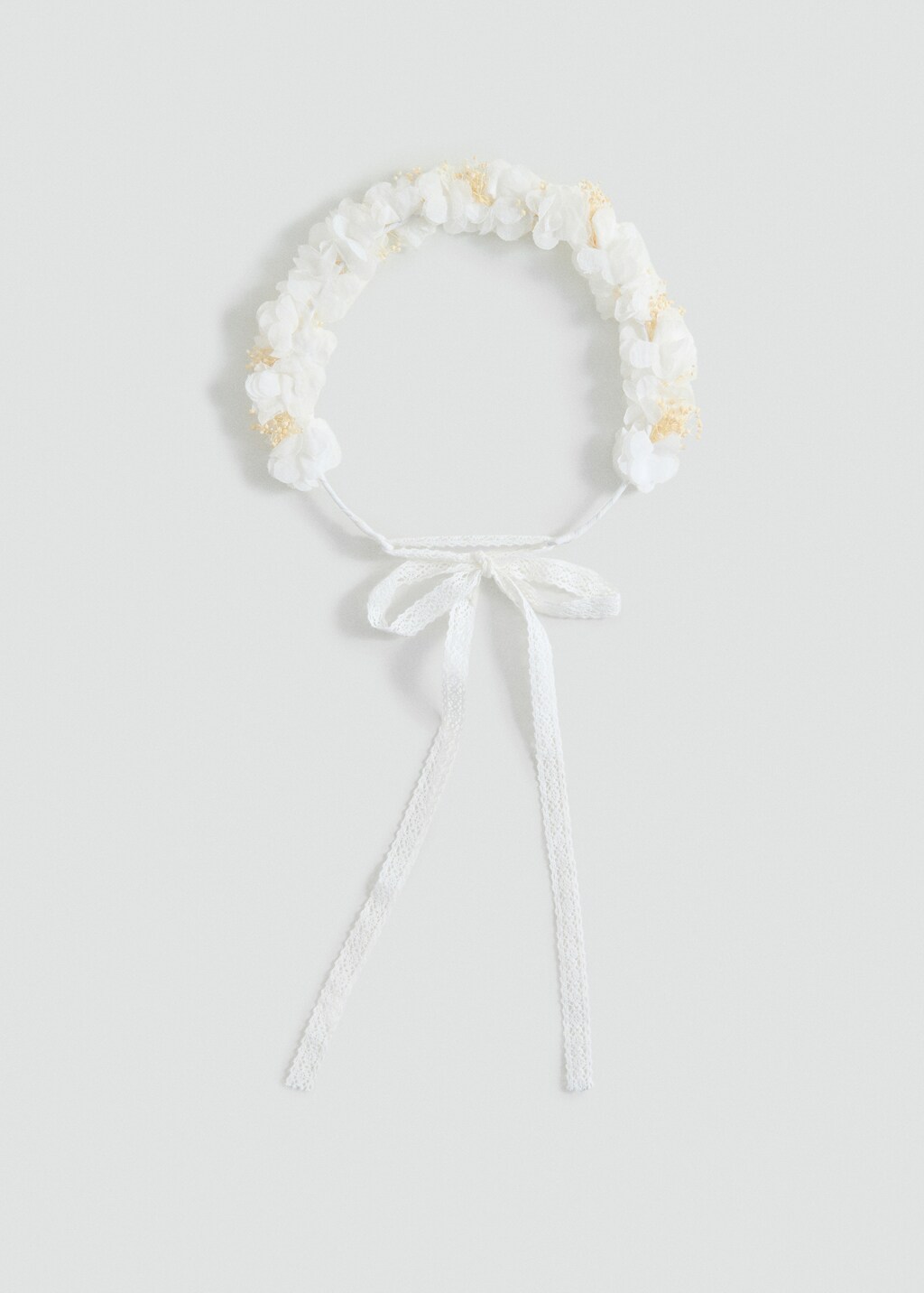 Tie closure flower hairband - White