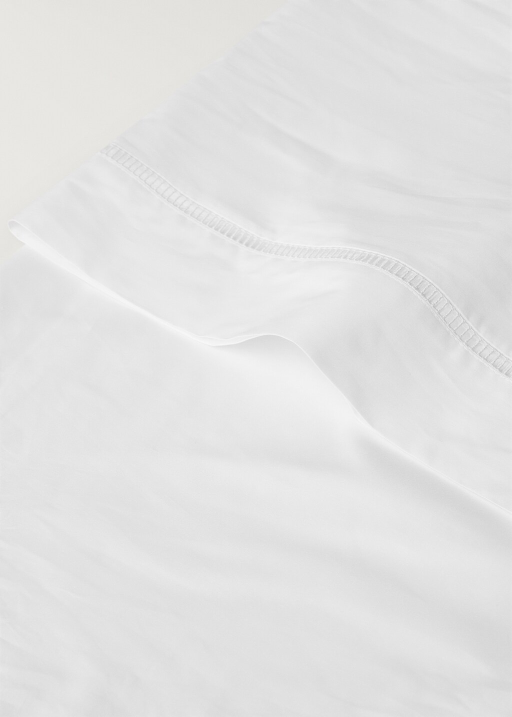 Cotton percale pillowcase with hemstitch, 45x110 cm - White