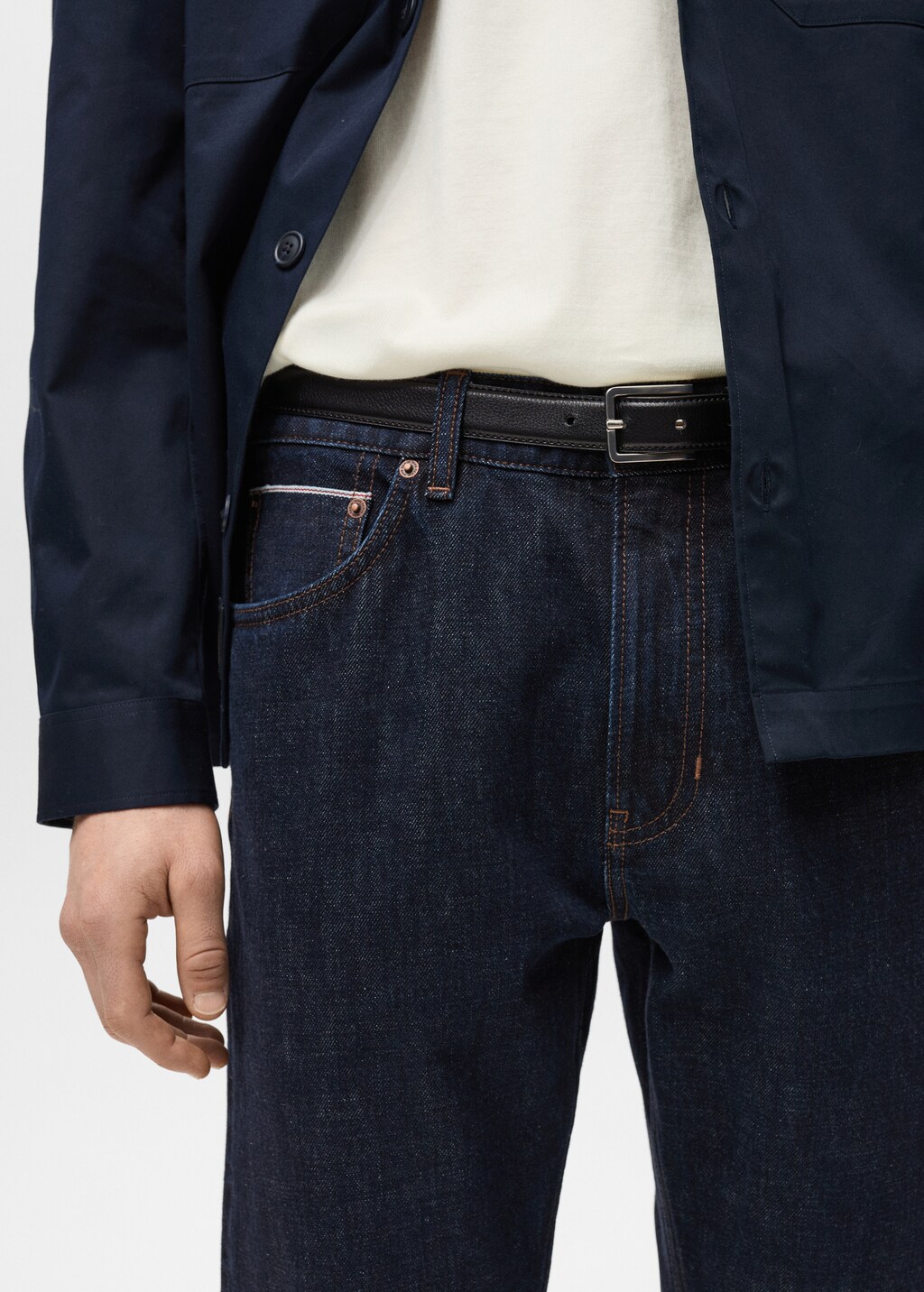Tapered-fit selvedge jeans - Off White