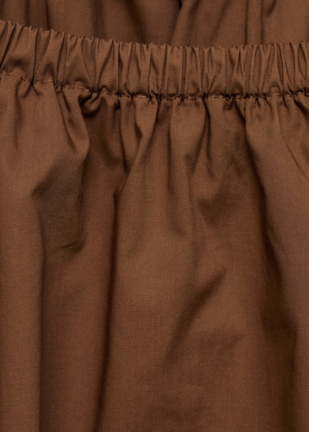 Cotton blouse with gathered neck - Brown