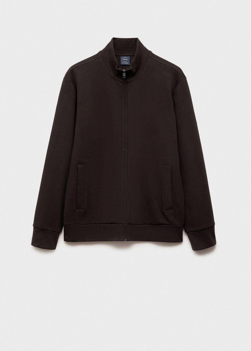 Cotton perkins-neck sweatshirt with zip - Night Blue