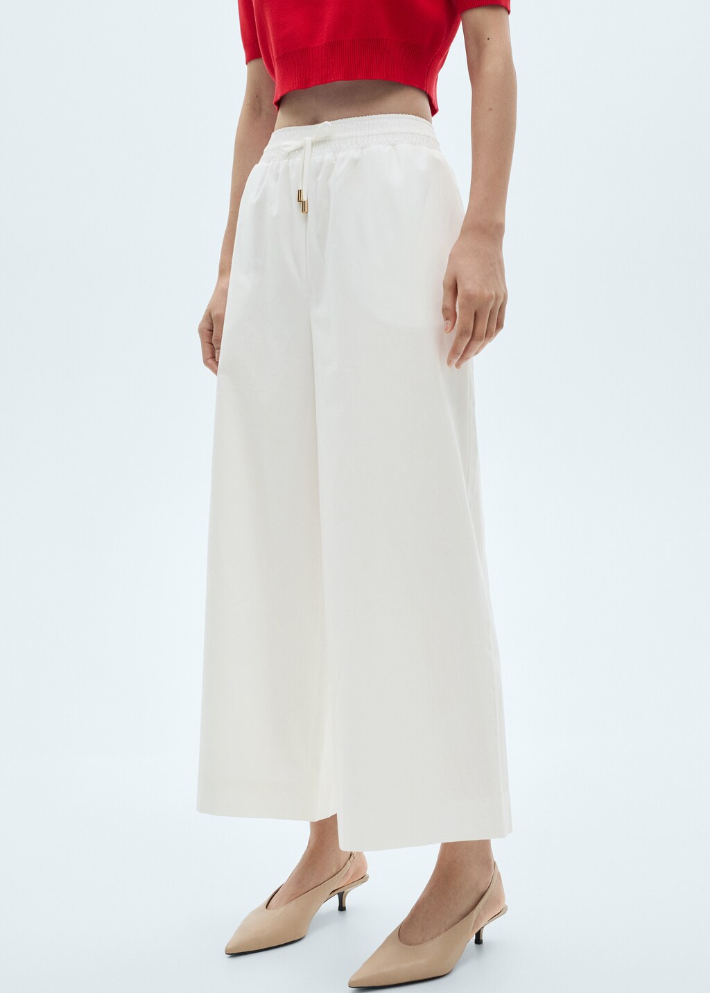 Culotte trousers with pockets - White
