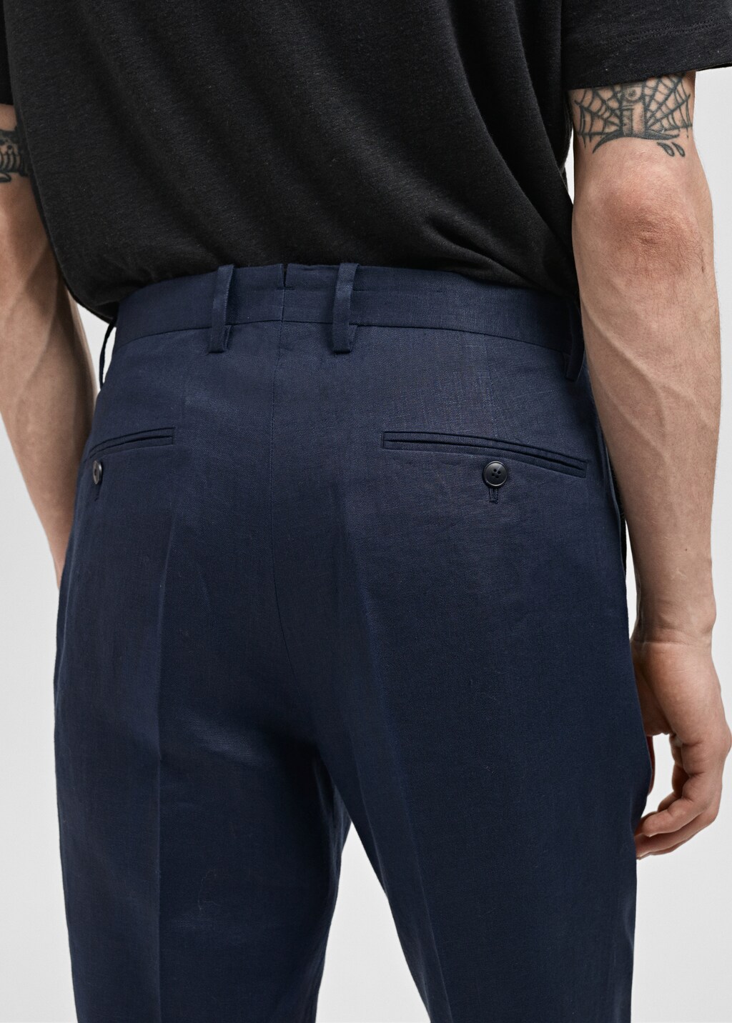 Slim fit 100% linen suit pants - Khaki