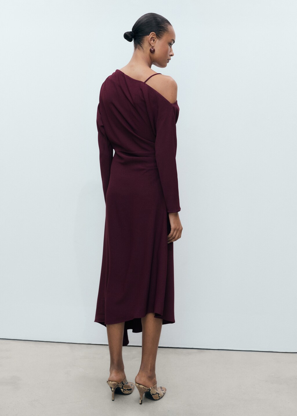 Asymmetrical midi-dress - Wine