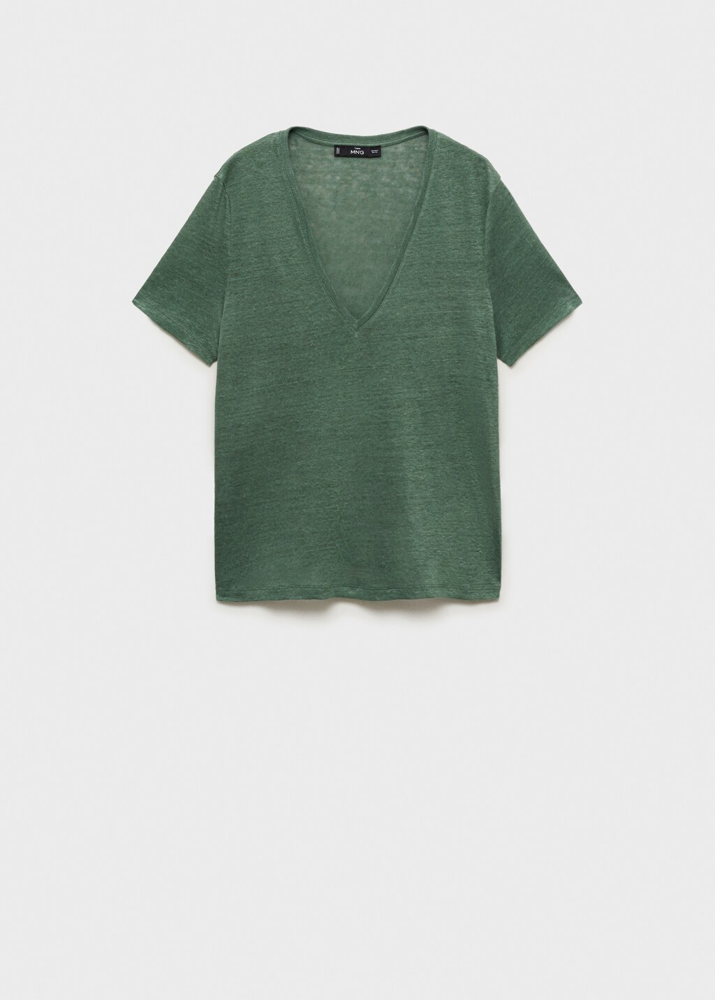 V-neck linen t-shirt - Ecru
