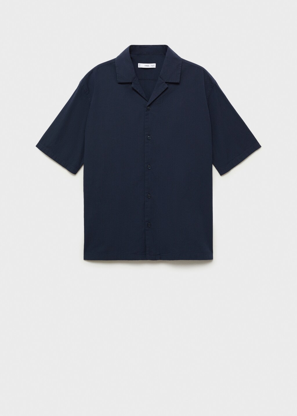 Textured shirt with bowling collar - Dark Navy