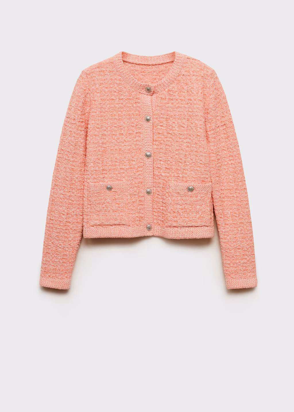 Tweed-effect jacket with jewel buttons - Pastel Pink