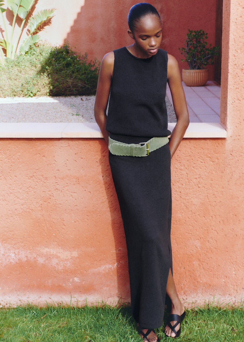 Vent midi skirt - Dark Navy