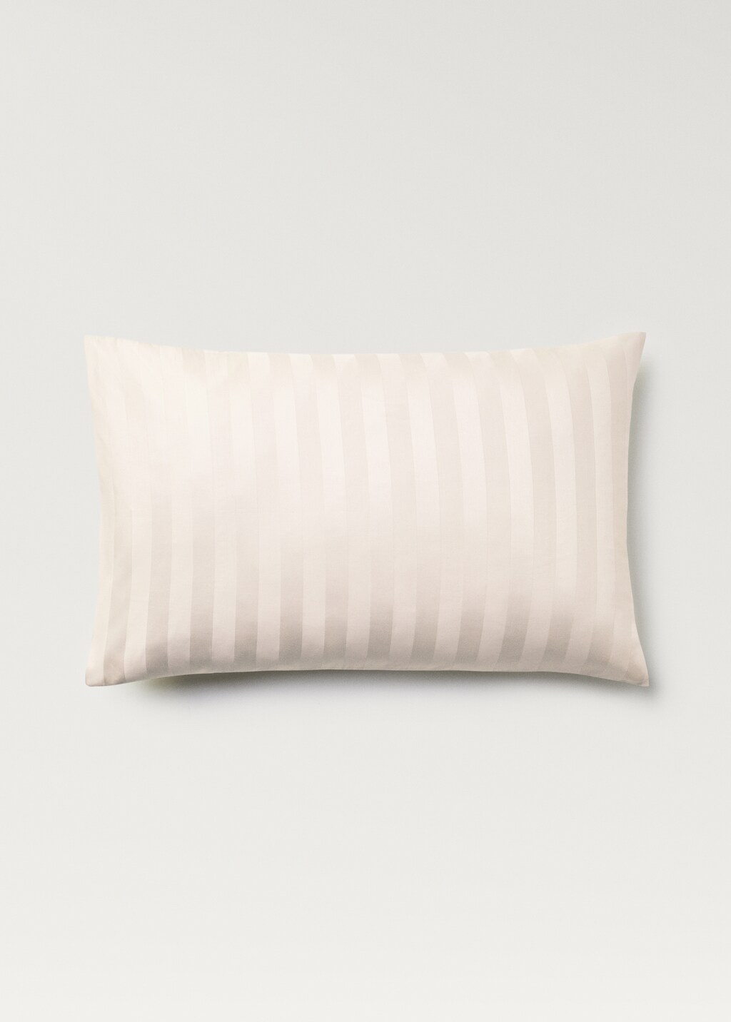 Multi-striped satin pillow cover 50x75cm - Beige