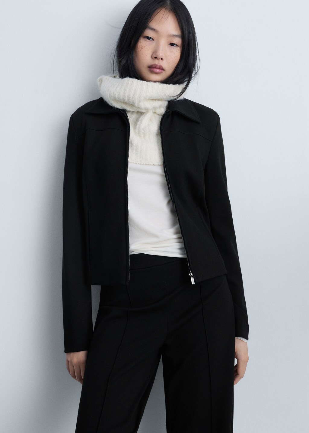 Wideleg trousers with slits - Black