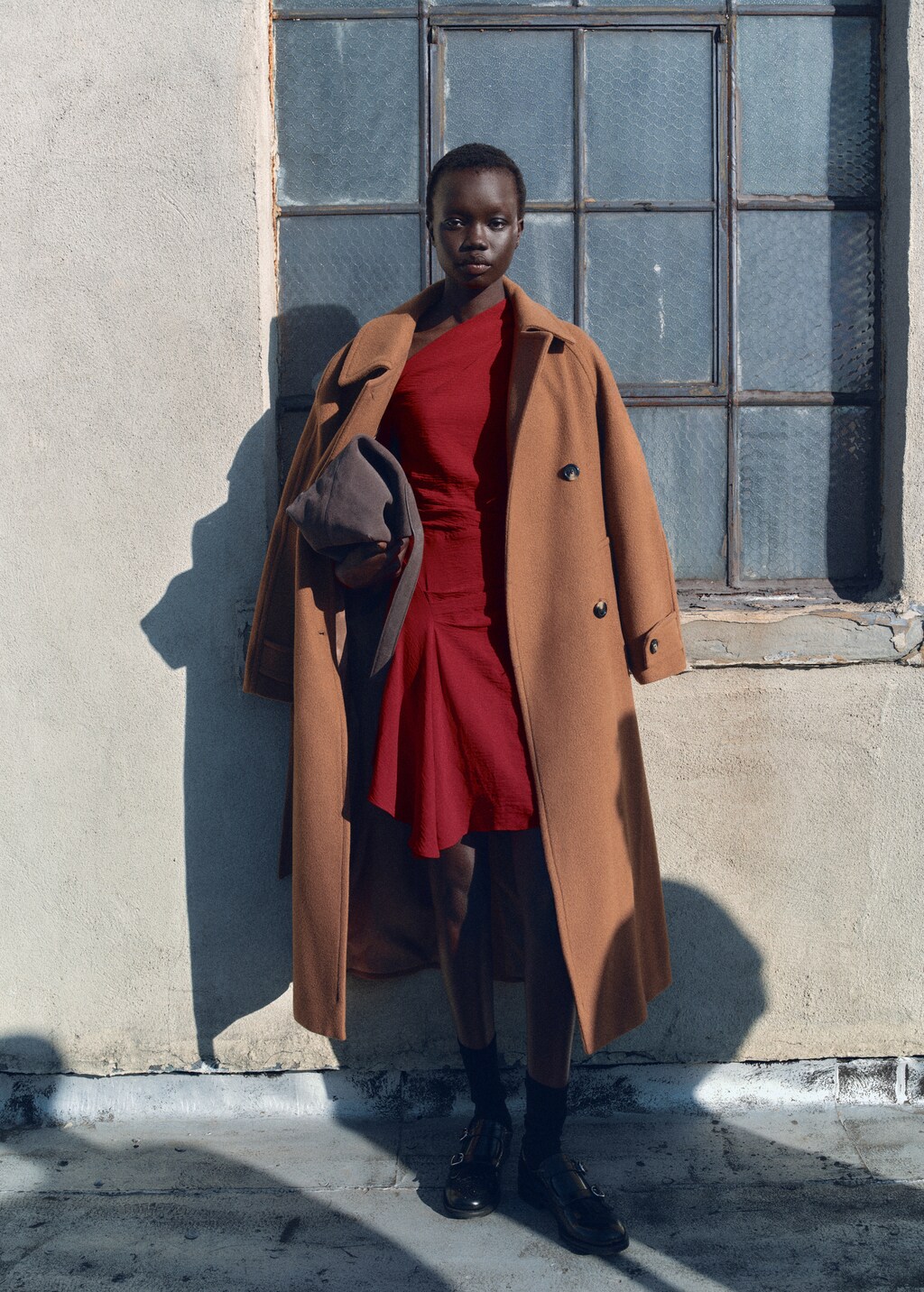 Asymmetric draped gown - Red